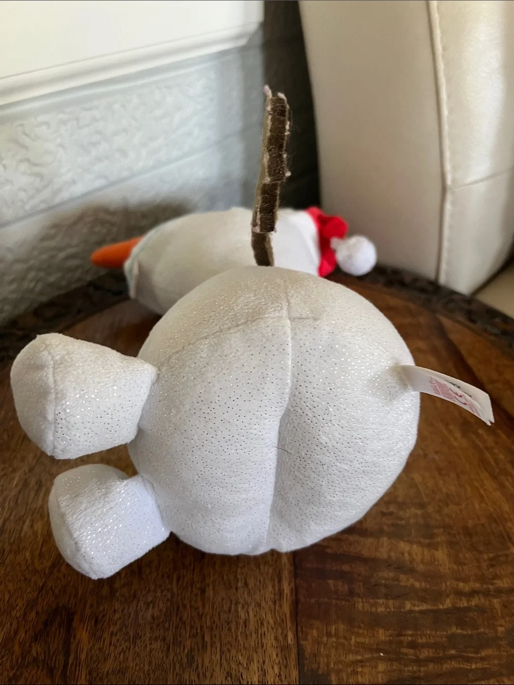 Large Olaf Plush Holiday Decor - White Snowman Plush with Orange Carrot Nose